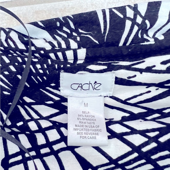 Cache Strapless Black & White Leaf Print Dress - Size M - Picture 3 of 5